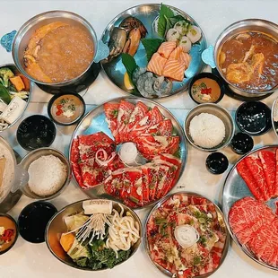 Seafood sampler and beef sampler
