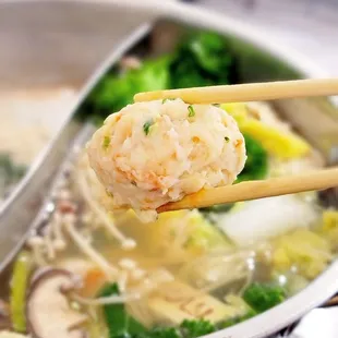 Close up of cooked shrimp paste ball