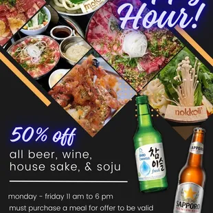 Happy Hour at Mokkoji Orange Monday To Friday 11 am to 6 pm