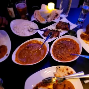 Mushrooms , Goan Prawns Kodi , tawa mahi mahi Naan