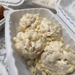 scoops of Mac salad , family meal style
