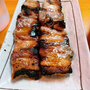 Yakitori Buta Bura - 2 sticks of pork belly with sesame soy, salt and pepper $6.