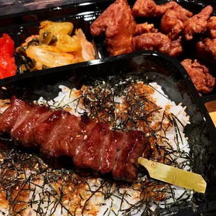 Call in for pick up $9 American Wagyu bento box