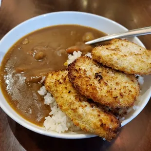 Fried chicken with Japanese curry and rice