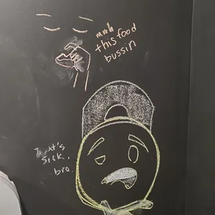 Interesting art in the men&apos;s bathroom