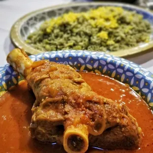 Lamb shank with Baghali polo