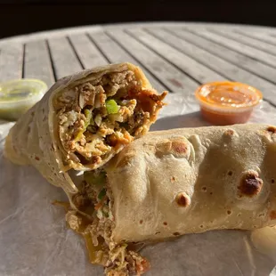 Machaca breakfast burrito
