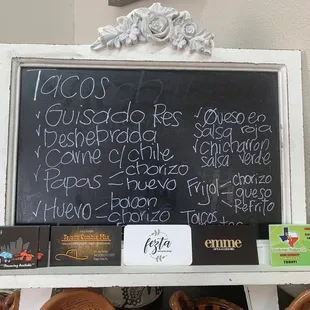 Taco Menu
