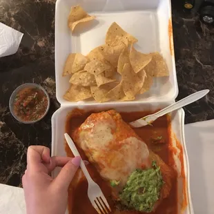 Huge delicious burrito that taste so bomb! Every bite is great