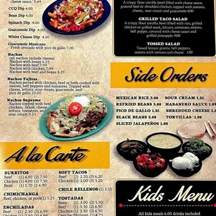 Molcajete menu.