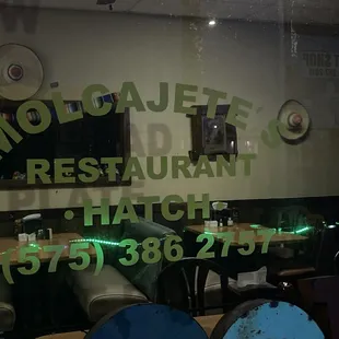 the reflection of a restaurant