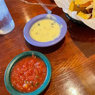 Chips, salsa, and queso