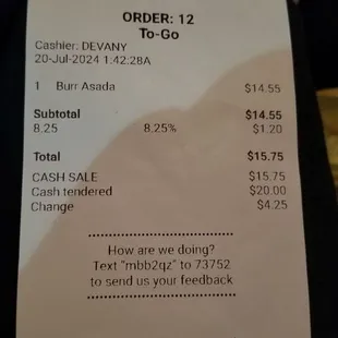 The price I pay and the menu on window.