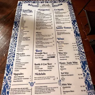 Full menu