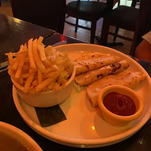 Quesadilla and fries