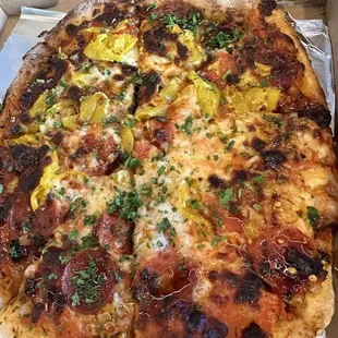 Spicy pepperoni pizza on gluten free crust