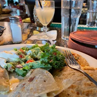 Beef fajita quesadillas and a top shelf margarita