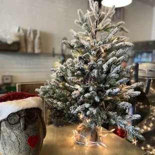 a christmas tree and owl