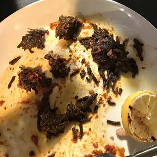 Just a few of the hard clumps in an otherwise mushy squid ink pasta.