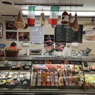 a display of meats and sausages