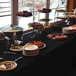 a buffet of food