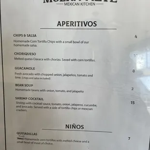 Menu and sign