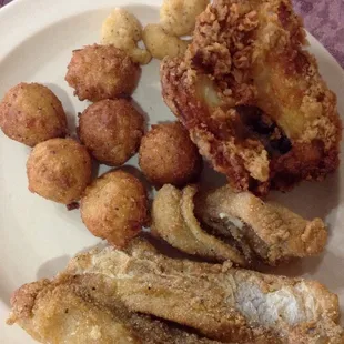 Fri buffet $10.99 fish fillet/strip chicken potatoes beans cobbler. Chicken needs to be brined, it was really dry and tough