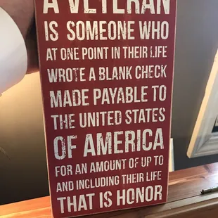 Never forget. This place is a strong veteran supporter.