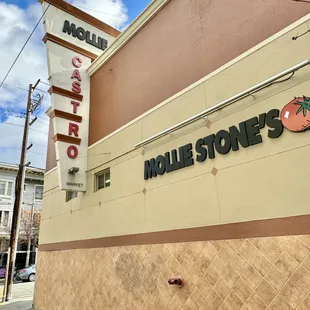 a mollie stone's sign on the side of a building