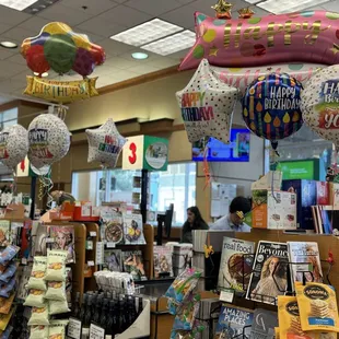 a display of birthday balloons