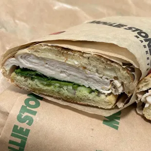 a sandwich cut in half