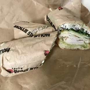 a sandwich cut in half