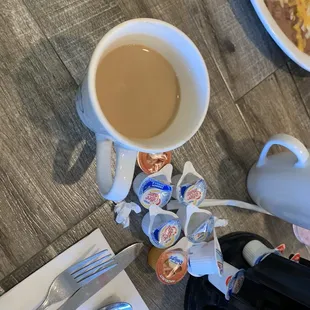 Hot Coffee with plenty of creamer!