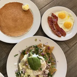 I ordered the Chef special chilaquiles and big pancakes