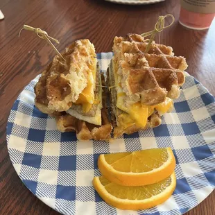 Sausage egg and cheese waffle #amazingmolli