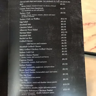 menu