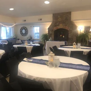 The fireplace in Avoca Lodge