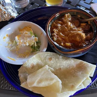 Famous chili and homemade tortillas.  It was excellent