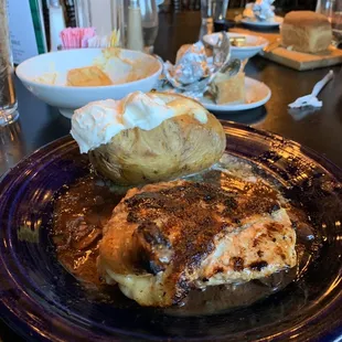 Airline chicken with red wine mushroom sauce. It was very tender and delicious. Nice portion sizes too.