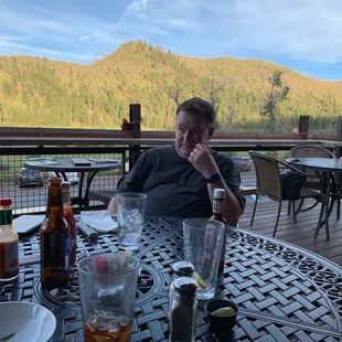 Larry and me having dinner