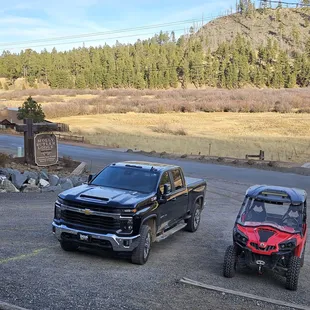 We took the Side by side (SxS) to the restaurant from the cabin. No the brightest idea since it was 34° outside when left.