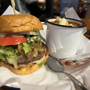 Homelander burger and soup