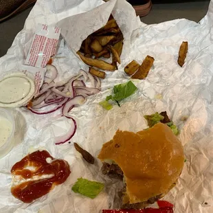 Burger and fries