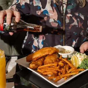 Crispy, golden Fish &amp; Chips - a classic favorite that never disappoints!