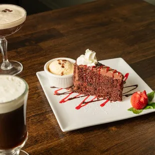Our chocolate cake pairs beautifully with a Guinness espresso martini or Irish coffee