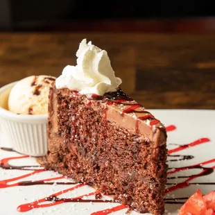 Decedent desserts served daily - like our chocolate cake topped with Guinness chocolate sauce