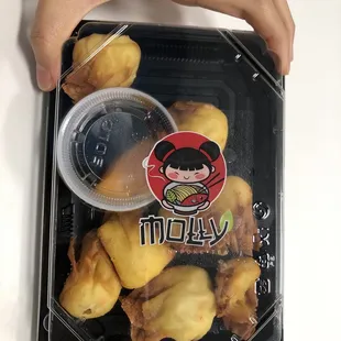 Crab Rangoon. No crunch. Again, left over from days ago. And the filling is sour tasting. It's not cream cheese. More like shortening.