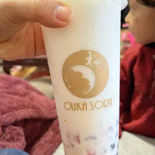 7. Coconut Smoothie with added boba and rainbow jelly