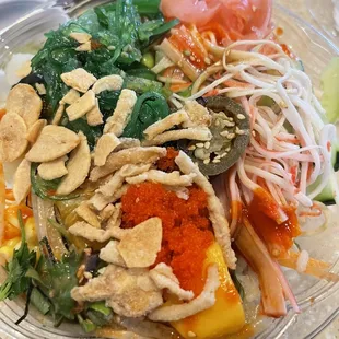 My delicious tuna, salmon, and scallop bowl.