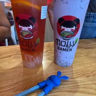 Lychee rose green tea and Taro lover boba
